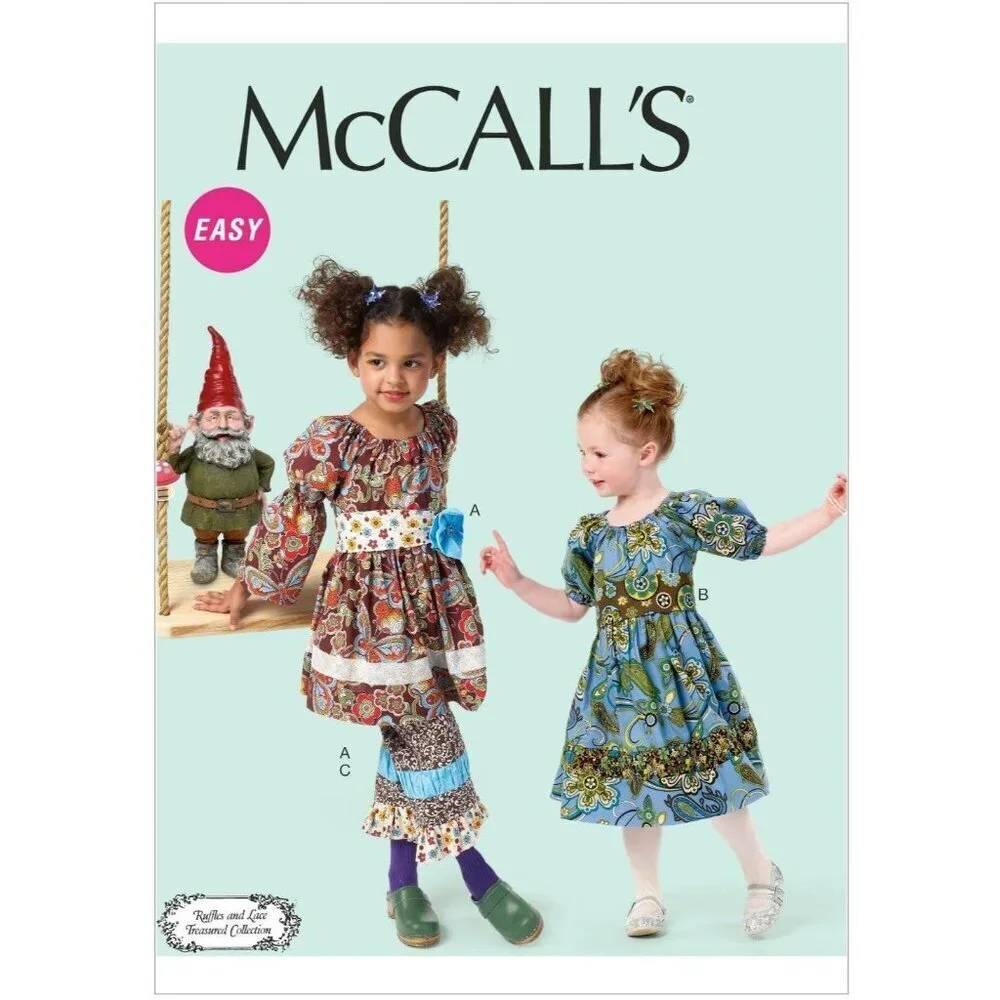 McCall's Sewing Pattern 6594 Girls Tunic Dresses‎ Belts Pants Size 2-5